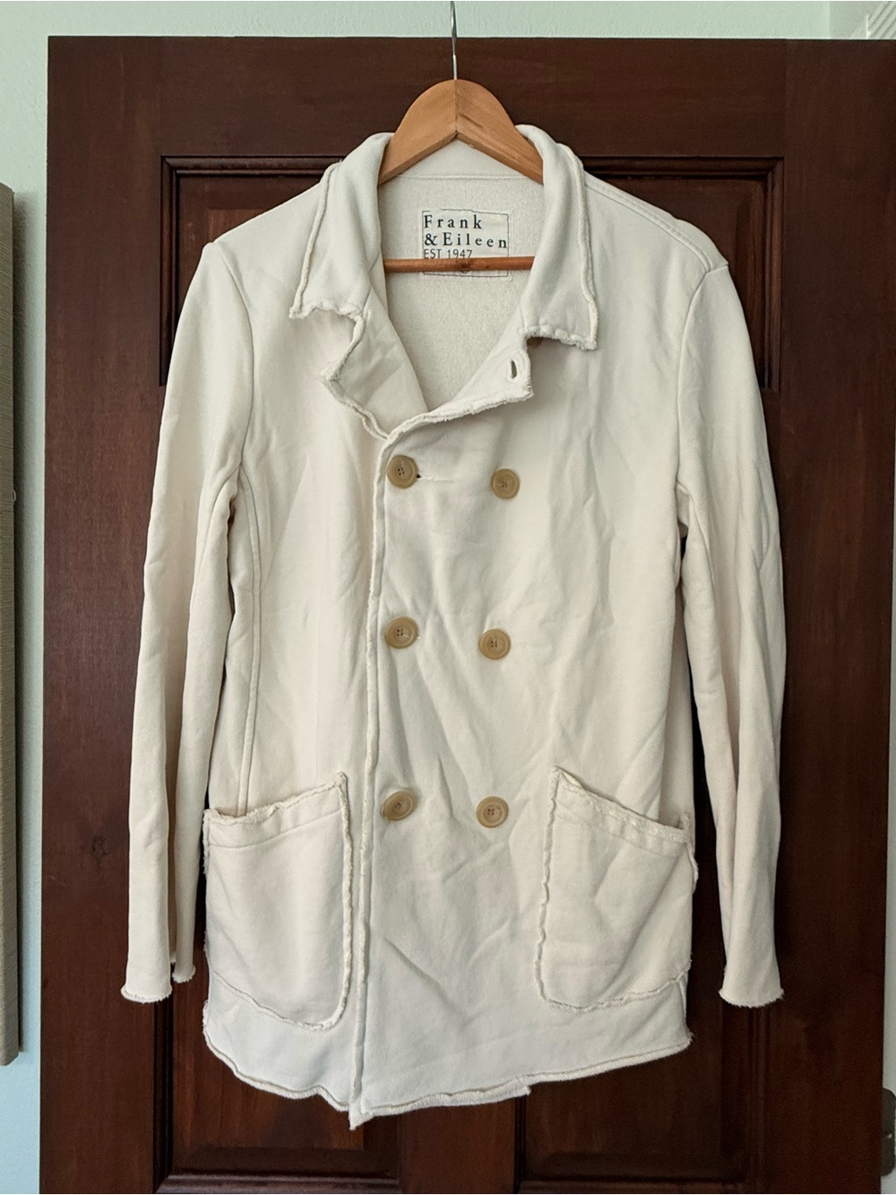 Frank & Eileen Cream Double-Breasted Pea Coat